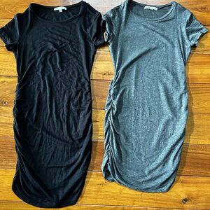 Black & Gray Antistar Womens XS T-Shirt Dresses (Lot of 2) with Side Ruching